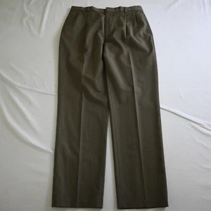 Nautica 34x34 Brown Houndstooth Wool Pleated Full Cut Mens Dress Pants - Picture 1 of 9