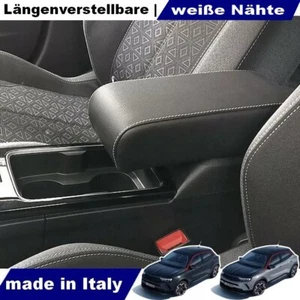 Brazo central ajustable en longitud para OPEL MOKKA B EcoLeder negro | costuras blancas - Imagen 1 de 4