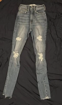 Девочек Hollister изогнутый ультра высокий подъем супер узкие мягкий эластичной 00R Jean 23W 28L - Изображение 1 из 3