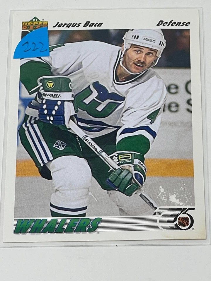 Jergus Baca-Upper Deck 91/92 Hockey, Defense,Hartford Whalers, Mint #425 (#222) - Image 1 of 3