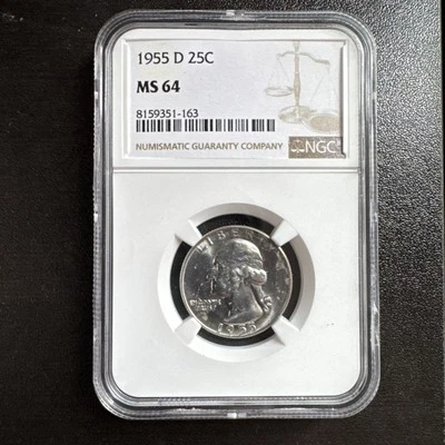 1955-D Washington Quarter NGC MS64 Frosty White PQ New Holder  - Image 1 of 2