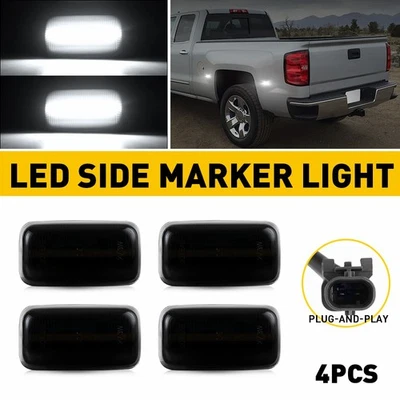 适用于 2015 - 2023 GMC Sierra 3500HD 双床白色后侧挡泥板 LED 灯 4 件 — 第 1/4 张图片