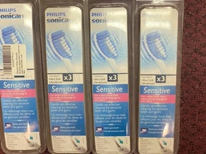 Lot of 4 Philips Sonicare S Sensitive Teeth Toothbrush Heads 3-Pack HX6053/64 - Picture 1 of 3