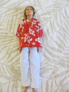 Ken Doll With Red Hawaiian Shirt & White Pants - Picture 1 of 3