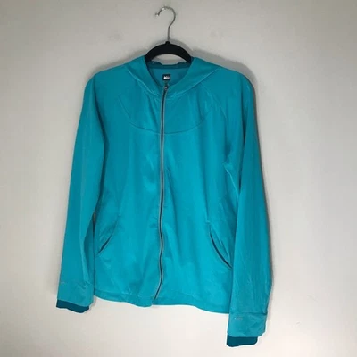 REI Ligero Absorbente Azul M Mujer Sudadera con Capucha Cremallera Chaqueta Atletismo Correr Foto 1 de 4