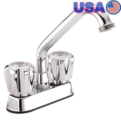 High Arc Laundry Faucet Dual Handle Utility Sink 3/4 Hose Connection Ceramic New - Image 1 of 4