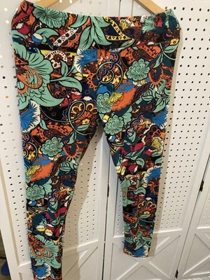 Leggings femininas Lularoe alta curvilínea maravilhosa gráfica brilhante - Imagem 1 de 4