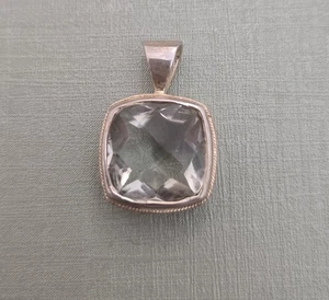 Square Shape Aquamarine Gemstone Pendant in 925 Sterling Silver - Picture 1 of 9