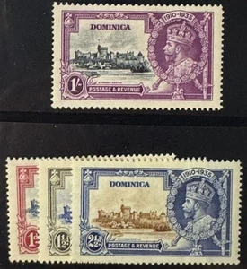 Juego de estampillas DP Dominica 1935 SC 90-93, 93 puntos extra en asta de bandera / SG 95h MLH - Imagen 1 de 1