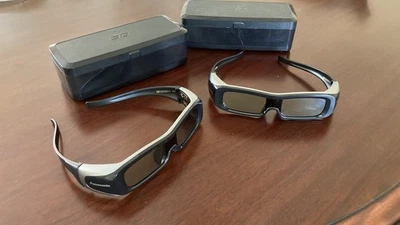 Panasonic 3D Glasses Model TY-EW3D2MA Full HD + USB Cable + Storage Case x 2 - Image 1 of 4