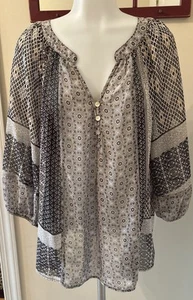 Top Anthropologie Fico e Fiore Donna Boho Contadino Trasparente XL Oversize Hippie - Foto 1 di 15
