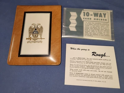 全新 复古 罕见 乙烯基钱包 双折 32 度 共济会骑士 Sioux City Ia。 Remelon — 第 1/4 张图片