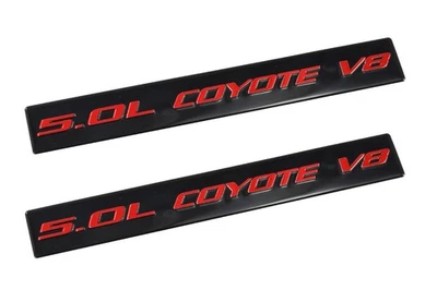 2011-2017 Ford Mustang GT Ford F150 5.0 Coyote V8 Emblems Black & Red - Pair - Image 1 of 3