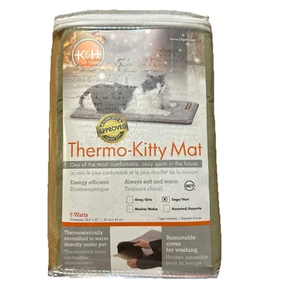 K&H Pet Products Thermo-Kitty Mat Calefacción Gato Cama Salvia 12.5 X 25" Nuevo Foto 1 de 2
