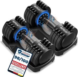 DH FitLife 12kg/25kg Manubri Regolabili con Base Porta Pesi, Set Manubri Componi - Foto 1 di 6