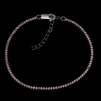 925 Sterling Silver Bracelet Pink Sapphire Round Diamond Cut Gemstone Jewelry 7 - Image 1 of 4