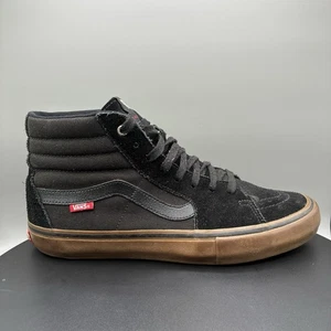 Vans Sk8-Hi Pro Sneakers Men’s 10 Black Dark Gum Suede Canvas Skate - Picture 1 of 9