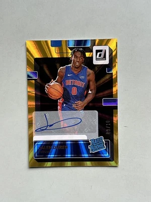 Autógrafo Panini Donruss 2022 clasificación novato láser dorado Jalen Duren/10 radiocontrol Detroit Foto 1 de 4