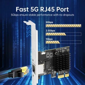 5GbE PCIe Network Card with 2.5GbE Support RTL8126 Chip RJ45 Ethernet Adapter - Picture 1 of 9