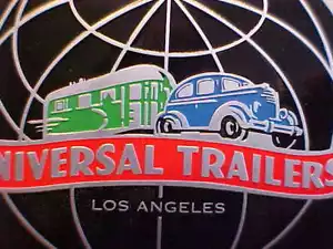 Universal Travel Trailer Data Logo Plate Los Angles 1930s - 1940s Acid Etched - Bild 1 von 3
