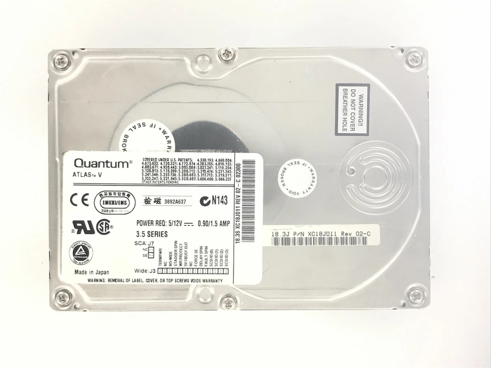 Quantum XC18J011 Atlas V 18.3GB 7200 RPM ULTRA3 U160 80-PIN SCSI HDD - Image 1 of 1