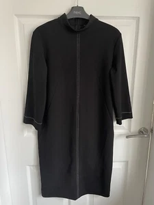 Ladies Black NEXT 3/4 Sleeve Mock Neck Dress With Zip - Size 8 - Picture 1 of 17