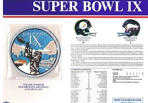 Super Bowl IX Pittsburgh Steelers Vikings Willabee & Ward Football Jersey Patch - Picture 1 of 1
