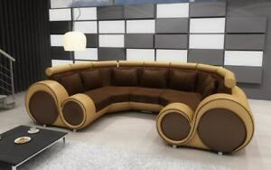 Sofas großes modernes Ecksofa Rundstil Leder Wohnzimmer Möbel Luxus