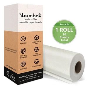 Toallas de papel de bambú reutilizables Ibambo - 1 rollo, ecológicas, lavables, sostenibles - Imagen 1 de 9