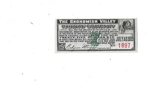 1909 Snohomish Valley Railway Company Bond Coupon - Picture 1 of 2