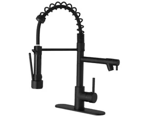 BWE Single-Handle Pull-Down Sprayer 2 Spray High Arc Kitchen Faucet Matte Black - Picture 1 of 9