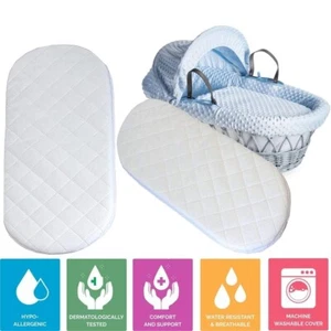 Baby Moses Basket Mattress Fits Mamas & Papas & Mothercare Breathable All Sizes - Picture 1 of 12