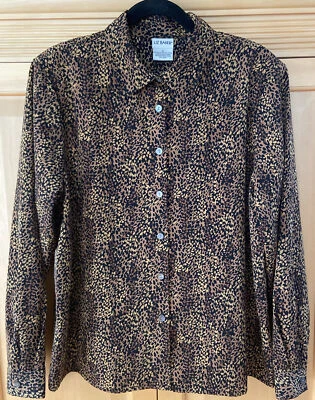 Blusa para mujer Liz Baker marrón con estampado de animales manga larga con botones talla 18 Foto 1 de 4