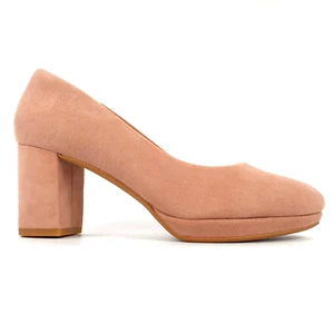 Clarks Court Tacones Rubor Rosa Nude Gamuza Cuero Talla 5 E Ancho - Imagen 1 de 15