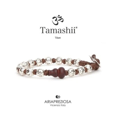 Bracciale Tamashii, collezione "ruota della preghiera", in argento 8mm - Immagine 1 di 4