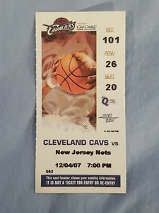 12-4-07 2007 Nets v Cavaliers Cavs Ticket Stub Seat Locator R. Jefferson 36 pts - Picture 1 of 2