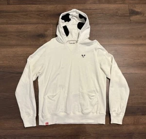 Chick-Fil-A Cow Print Hoodie Size Large Cream White Sweatshirt Double Pocket - Picture 1 of 8