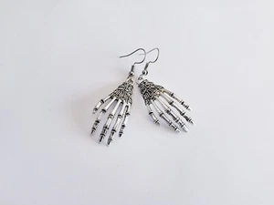 Skeleton Hand Earrings, Gothic Earrings, Halloween Earrings, Spooky Earrings - Picture 1 of 2