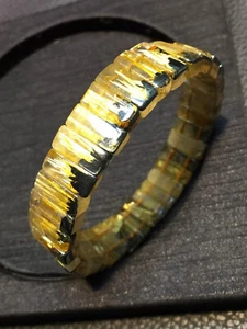 13*5mm Natural Quartz Golden Hair Rutilated Titanium Crystal Bangle Bracelet - Picture 1 of 9