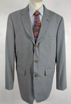 Abrigo deportivo Orvis para hombre 46R gris a cuadros mezcla de algodón chaqueta blazer de tres botones Foto 1 de 4