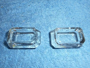 Vintage CRYSTAL Coffin Open Table Salts Salt Cellars Cut Beveled Edges 2 pc. - Picture 1 of 10