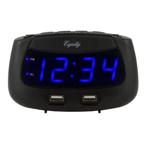 Equity 30417 0.9 Inch Blue LED Dual USB Digital Alarm Clock - Picture 1 of 6