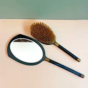 Art Deco Hand Mirror & Brush Set – 1940s Style - Picture 1 of 5
