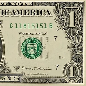 Alternador Five of a Kind 1s elegante número de serie billete de un dólar G11815151B - Imagen 1 de 8