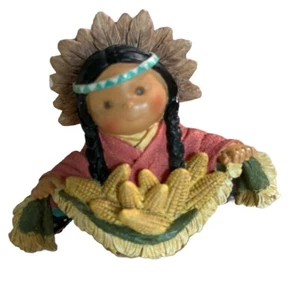 1996 Enesco Friends of the Feather Figurine Holding Blanket of Corn - Picture 1 of 5