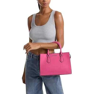 MICHAEL KORS SHEILA MEDIUM SATCHEL SHOULDER BAG TOTE MK PINK DRAGONFRUIT SILVER - Picture 1 of 4