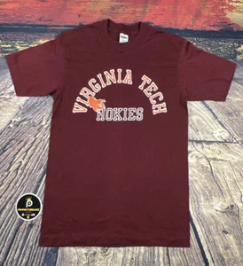Vtg 80s Virginia Tech University T Shirt Mens M ( Small ) USA Single Stitch Thin - Picture 1 of 11