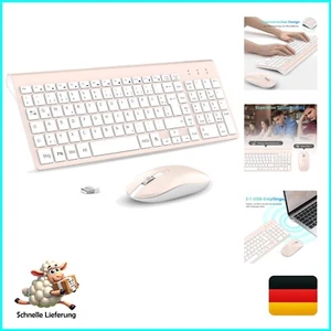 Tragbares 2.4G Wireless Tastatur-Maus Set mit ergonomischem Design - Rose Quartz - Bild 1 von 9