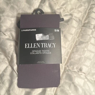 Women Ellen Tracy opaque black Brown  Tights NWT 2 PAIRS Small Medium - Image 1 of 4