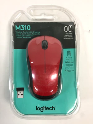 NEW Logitech M310 Wireless Mouse w/Ambidextrous Design in Flame Red Gloss - Image 1 of 4